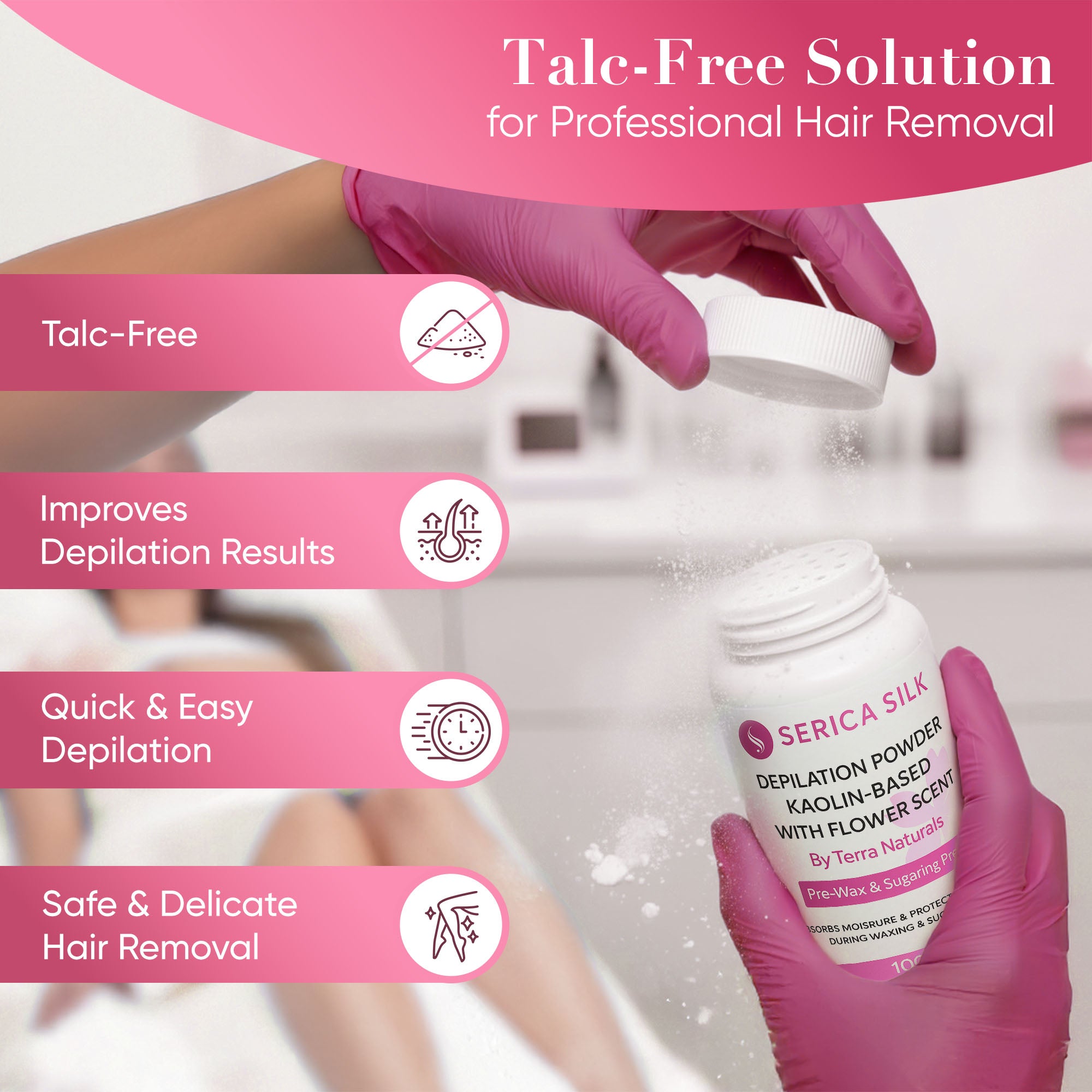 Depilation Powder Kaolin-Based with Flower Scent 100g