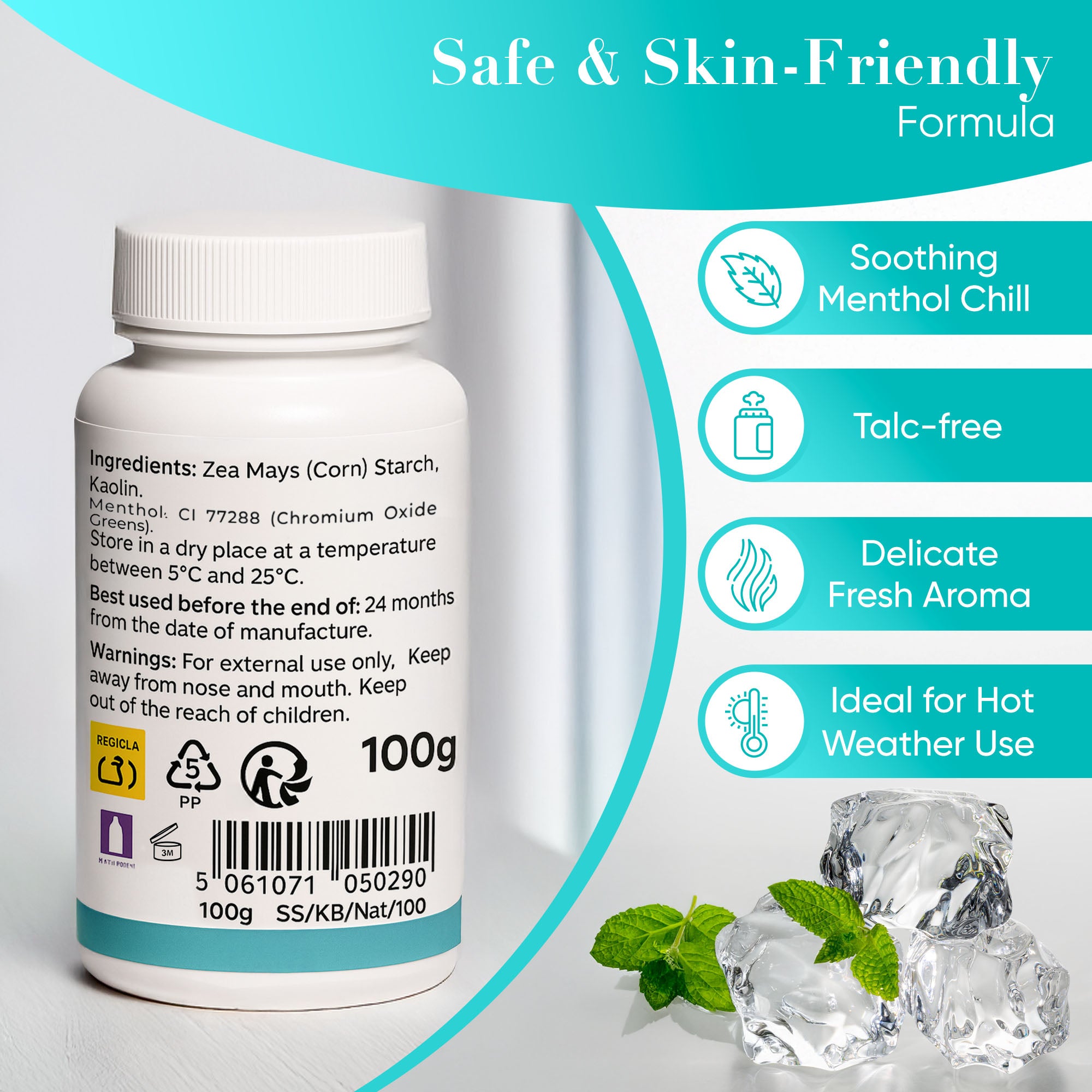 Depilation Powder Kaolin-Based with Menthol 100g