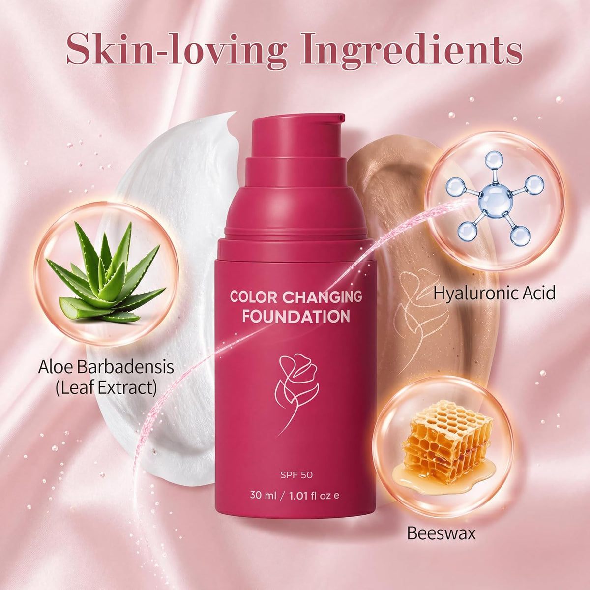 Colour Changing Foundation for Mature Skin with SPF 50 – Shade Adapting, 30ml