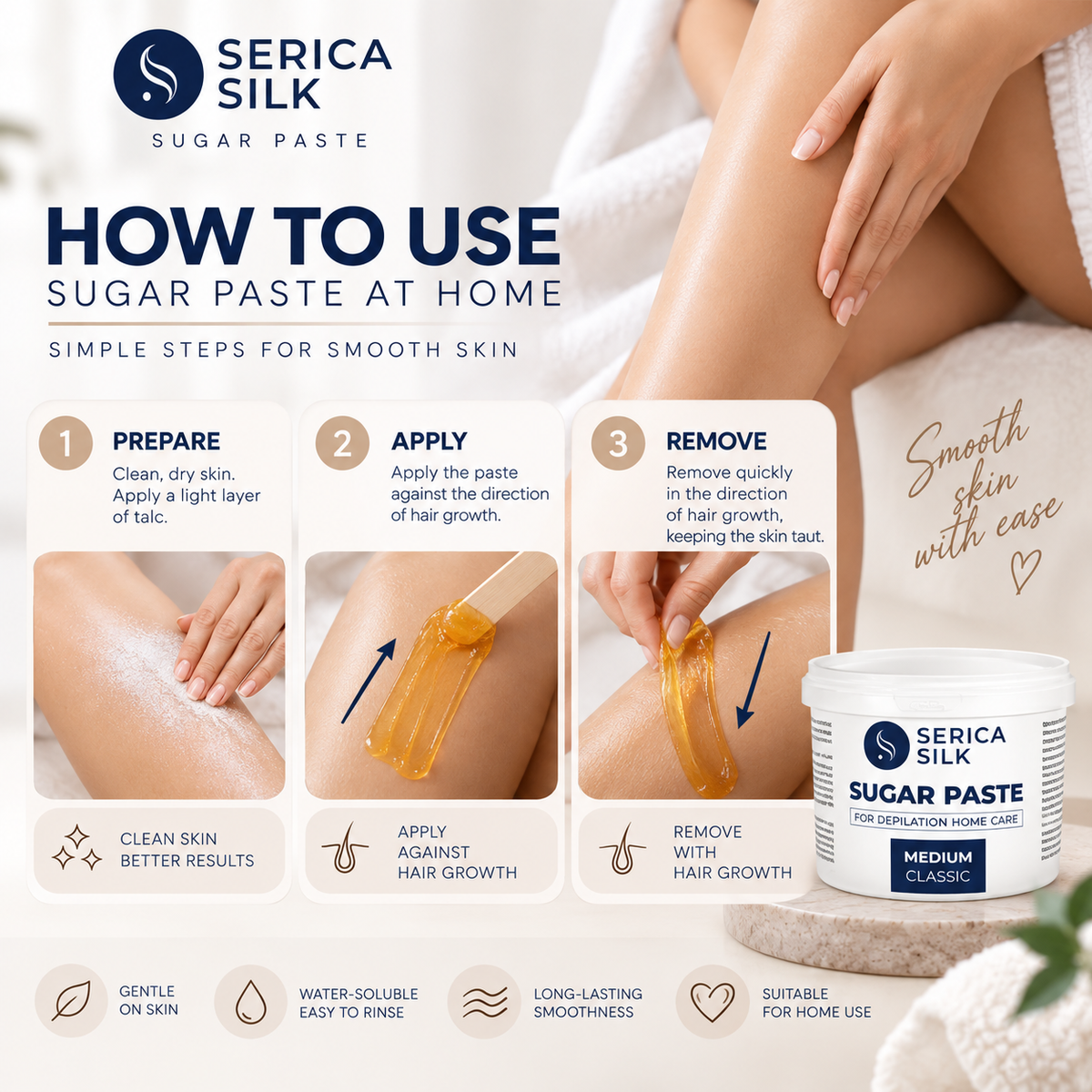 Sugar Paste Wax for Home Care Depilation Medium