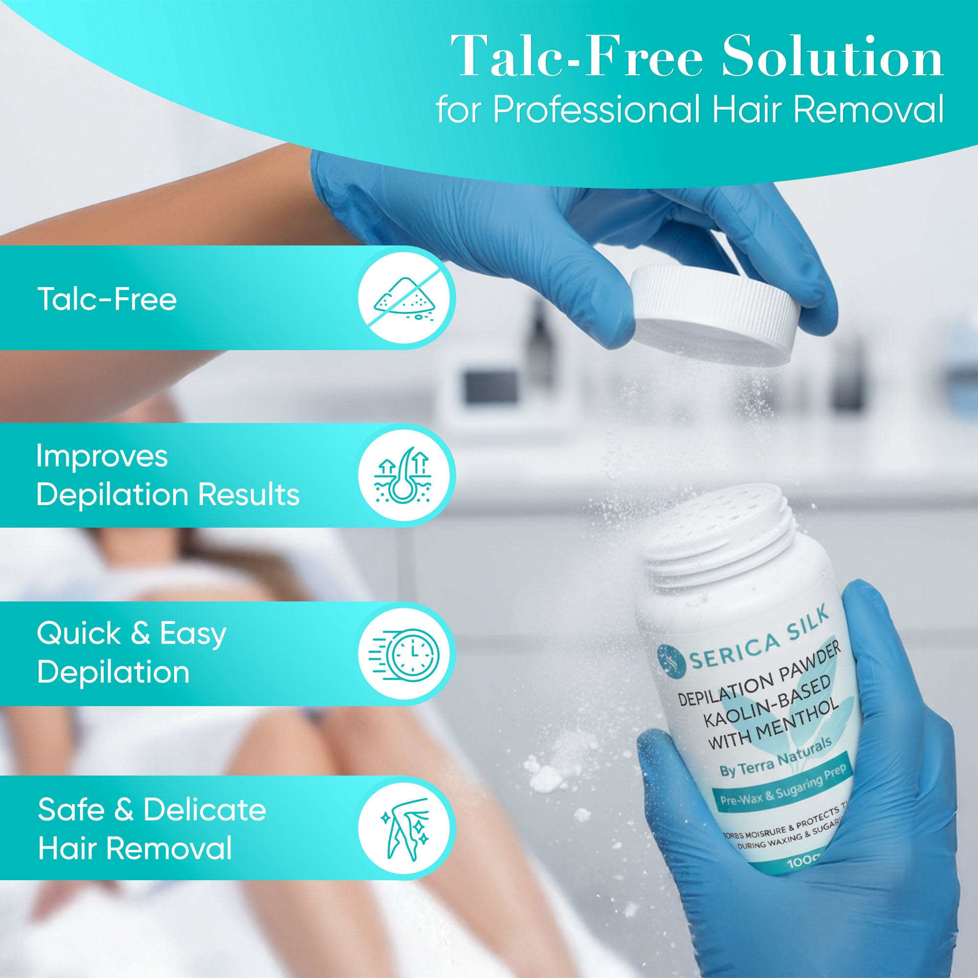 Depilation Powder Kaolin-Based with Menthol 100g