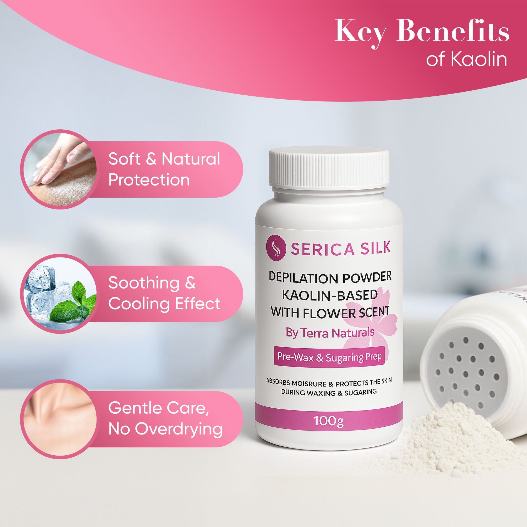Depilation Powder Kaolin-Based with Flower Scent 100g