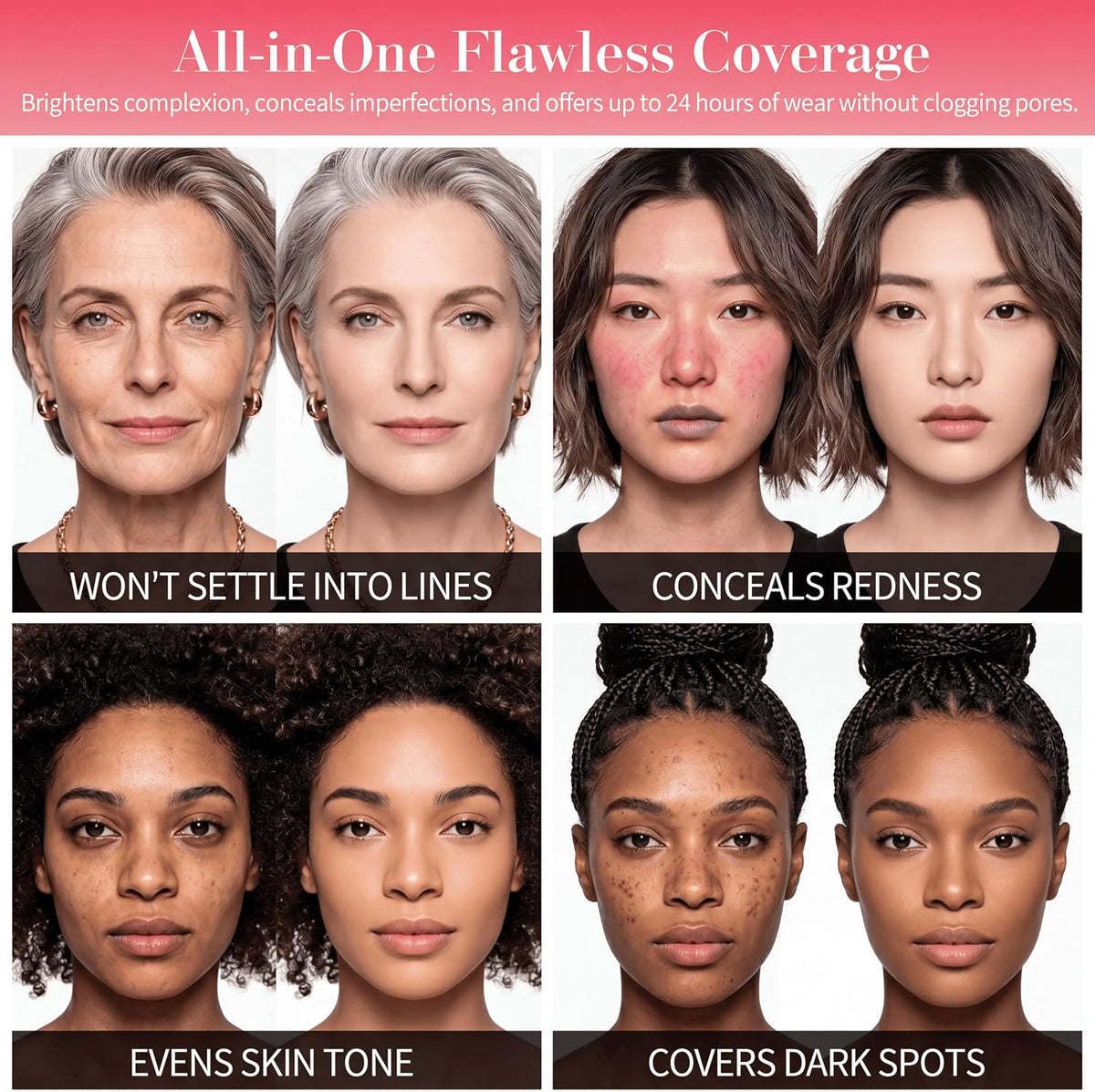Colour Changing Foundation for Mature Skin with SPF 50 – Shade Adapting, 30ml